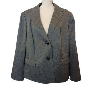 Le Suit Womens 20W Gray Herringbone Blazer Two-Button Lined Professional #C-2